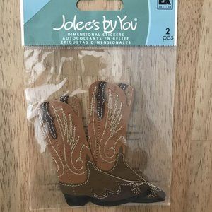 EK Success Jolee’s By You Brown Mens Cowboy Boot Dimensional Stickers Scrapbook